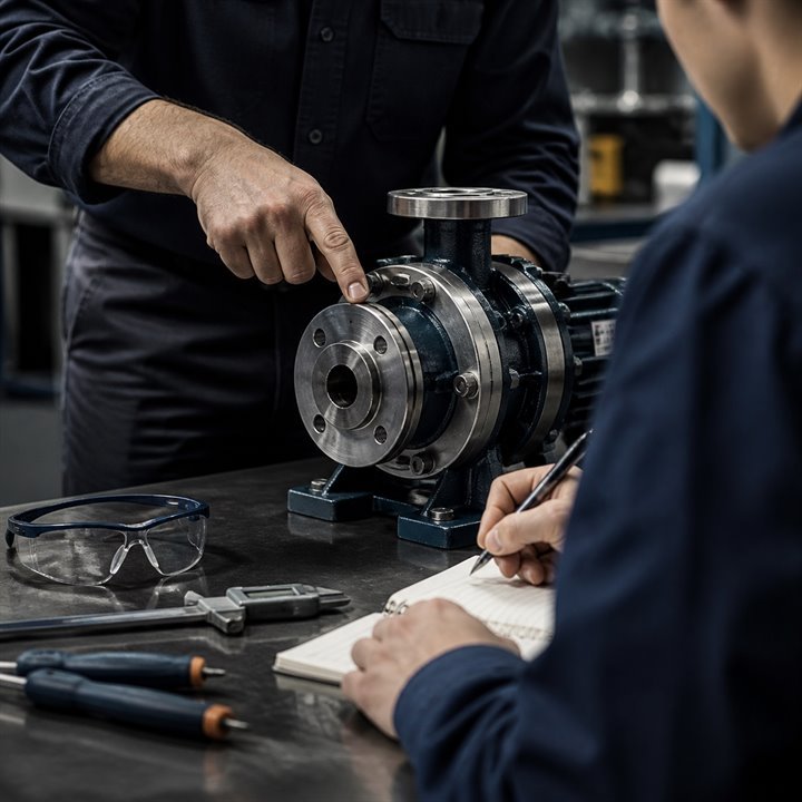 Formación práctica sobre un equipo industrial